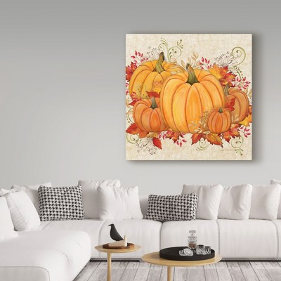 Autumn Pumpkins Seasonal Canvas Print in Orange and Beige