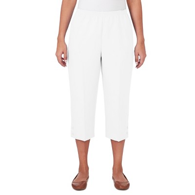 Alfred Dunner Womens Button Hem Denim Capri Pant