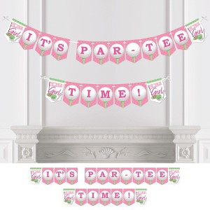 Big Dot of Happiness Golf Girl - Pink Birthday Party or Baby Shower Bunting Banner - Party Decorations - It's Par-Tee Time - 1 of 4