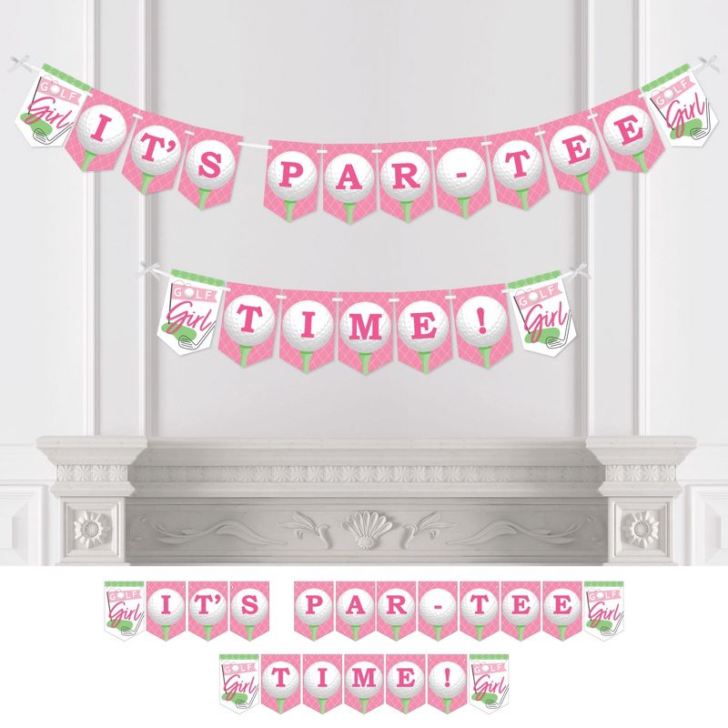 Big Dot of Happiness Golf Girl - Pink Birthday Party or Baby Shower Bunting Banner - Party Decorations - It's Par-Tee Time, 1 of 6