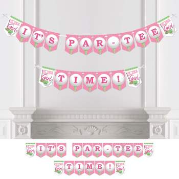Big Dot of Happiness Golf Girl - Pink Birthday Party or Baby Shower Bunting Banner - Party Decorations - It's Par-Tee Time