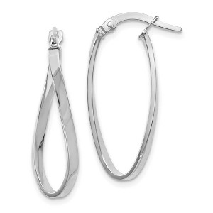 Black Bow Jewelry 1.8mm Twisted Oval Hoop Earrings in 14k White Gold, 26mm (1 Inch) - 1 of 4
