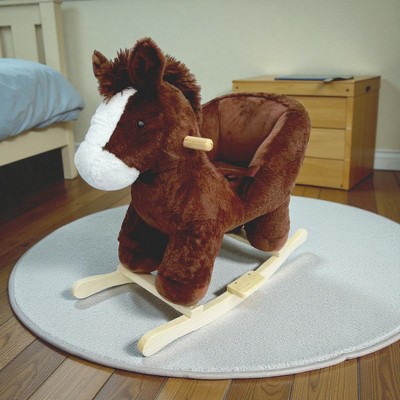 Mshliw Plush Rocking Horse with Seatbelt, Sound and Footrests, Soft ...