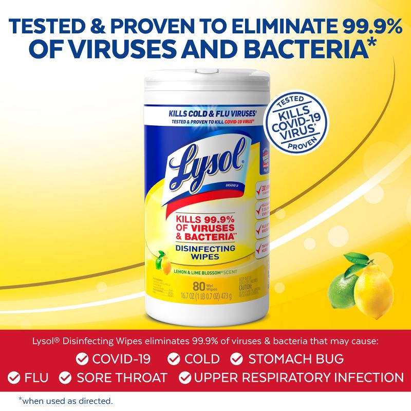 Lysol Lemon &#38; Lime Disinfecting Wipes - 3ct, 4 of 8