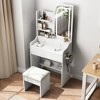 TIRAMISUBEST Fashion Vanity Desk Set with LED Lighted Mirror and Cushioned Stool, Makeup Vanity Table Dressing Table with 3 Drawers and Open Shelves - 3 of 4