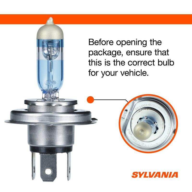 SYLVANIA - 9003 SilverStar Ultra - High Performance Halogen Headlight Bulb, High Beam, Low Beam and Fog Replacement Bulb (Contains 2 Bulbs), 5 of 8