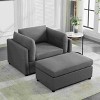 CAVINAS Linen Oversized Accent Chair with Two Lumbar Support Cushions and Ottoman,Upholstered Living Room Chairs,Reading Chairs for Living Room - 2 of 4