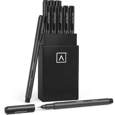 Liquid Micro Line Pens, Black Japanese Ink, Assorted Nibs - Set of 9 - Arteza