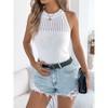Summer Tops for Women Lightweigt Crochet Sweater Tank Tops Crew Neck Ruffle Cuff Wide Strap Sweater Knit Tops - 3 of 4
