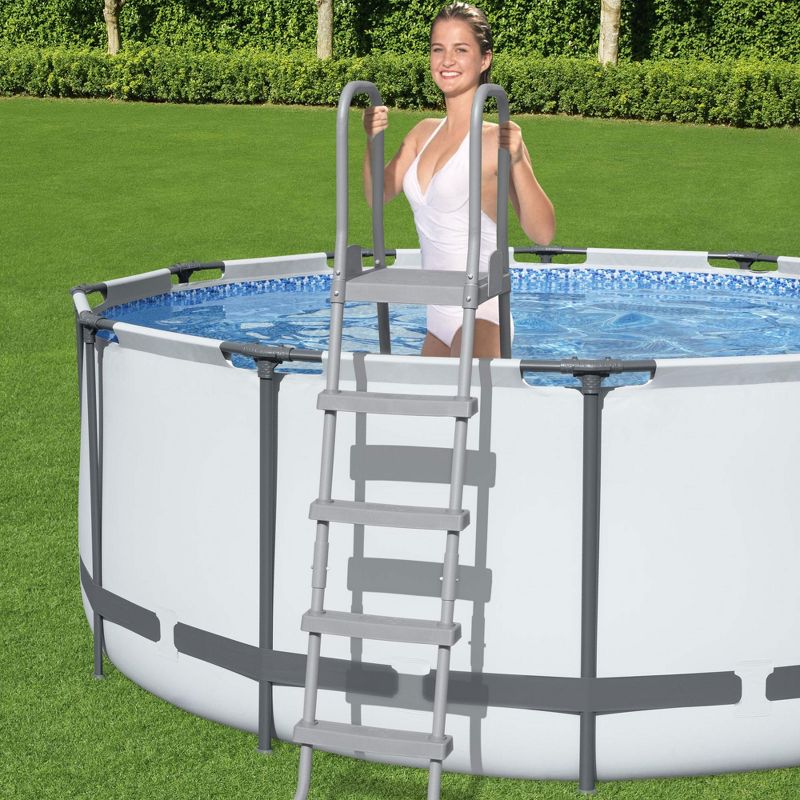 Bestway Flowclear 52 Inch Versatile Metal A Frame Above Ground Swimming Pool Ladder with Heavy Duty Plastic Double Sided Steps, 5 of 8