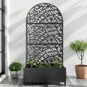 Wooakway 72"H Arch Metal Planter Box with Trellis Raised Garden Bed with Arbor Privacy Screen with Wheels - 1 of 4