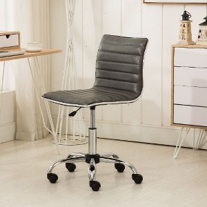 CAVINAS Mid-Back Home Office Desk Chairs, Faux Leather Adjustable Office Chair with 360° Swivel & Wheels, Ergonomic Office Chair, Armless Desk Chair - 1 of 4