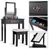 Costway Makeup Desk Vanity Dressing Table Square Stool 1 Large Black - 4 of 4