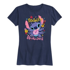 Women's - Lilo and Stitch - Socially Awkward Stitch Short Sleeve Graphic T-Shirt - 1 of 4