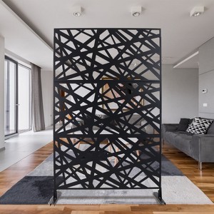 PAGED Privacy Screen Modern Metal Fence Partition Panel with Mesh Pattern for Balcony Garden Room Divider, 76" H×48" W - 1 of 4