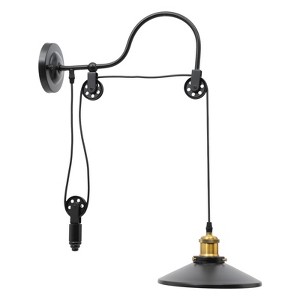 YIYIBYUS 1-Light Black Industrial Wall Sconce Wall Light with Metal Shade - 1 of 4
