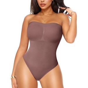 Nebility™ Strapless Shapewear Bodysuit with Convertible Straps - Tummy Control Thong Body Shaper - 1 of 4
