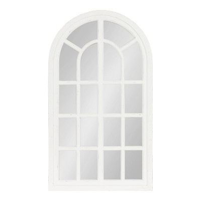 Boldmere 38"x22" Rustic Arch Farmhouse Wall Mirror in Distressed White