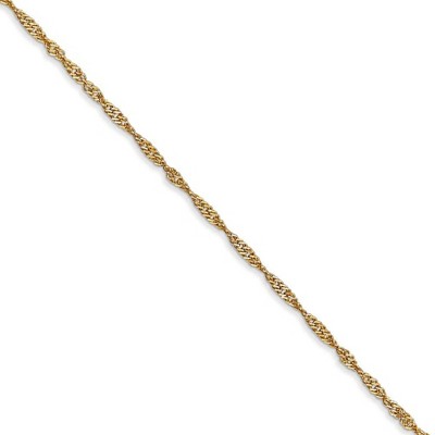 Black Bow Jewelry 1.4mm, 14k Yellow Gold, Singapore Chain Necklace