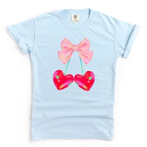 Simply Sage Market Women's Heart Cherries Coquette Short Sleeve Graphic Tee - 1 of 2
