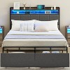 Bed Frame with Storage Headboard LED Lights Platform Bed Frame with Charging Station Metal Bed Frame with 2 Drawers No Box Spring Needed Noise-Free E - 4 of 4