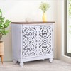 Captiva Designs Distressed Hollow-carved Accent Storage Sideboard Buffet Cabinet with Solid Wood Legs for Living Room Entryway Foyer - 2 of 4