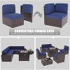LayinSun 7 Pieces Outdoor Patio Furniture Set with 44" Fire Pit Table Brown Rattan Sectional Sofa Conversation Sets - 4 of 4