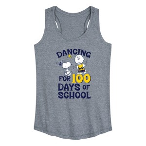 Women's - Peanuts - Dancing For 100 Days Of School Graphic Racerback Tank - 1 of 4