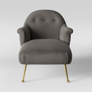 Comfrey Chaise Lounge with Brass Legs Gray Velvet - Opalhouse