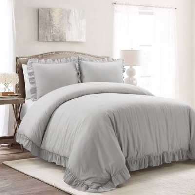 Lush Décor 3pc King Reyna 100% Cotton Duvet Cover Set Light Gray