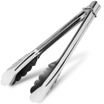 Juvale 3 Pack Stainless Steel Grill Tongs, Metal Food Serving Cooking Utensils, Silver 10 in