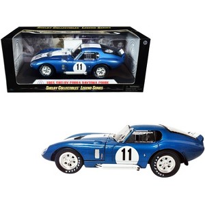 1965 Shelby Cobra Daytona Coupe #11 Blue Metallic with White Stripes 1/18 Diecast Model Car by Shelby Collectibles - 1 of 3