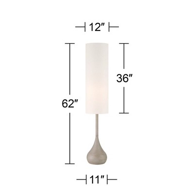 Natural Gray Metal Mid Century Modern Floor Lamp with White Cotton Shade