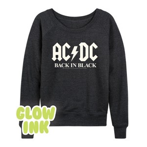 Women's - AC/DC - Glow In The Dark Lightweight French Terry Wide Neck Long Sleeve Graphic Shirt - 1 of 4