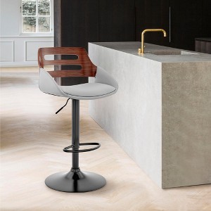 Armen Living Karter Adjustible Bar Stool Gray and Walnut - 1 of 4