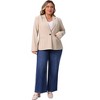 Agnes Orinda Women's Plus Size Long Sleeve Button Open Front Business Blazer with Pockets - 3 of 4