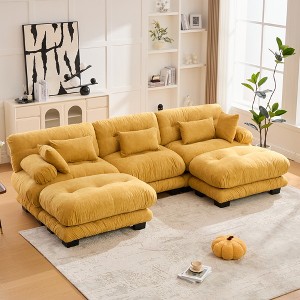 MOONMISS Pelletized velvet U Shape Cloud Couch with 2 Ottomans,3 Seater Comfy Sofa with Bolster Armrest Pillows,sofa for Living Room - 1 of 4