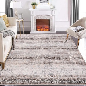 Washable Paisley Area Rug – Low Pile, Non-Slip, Stain-Resistant Carpet for Living Room, Bedroom, or Office - 1 of 4