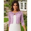 Allegra K Women's Elegant 3/4 Sleeve Sheer Floral Lace Cropped Bolero Shrugs - 2 of 4