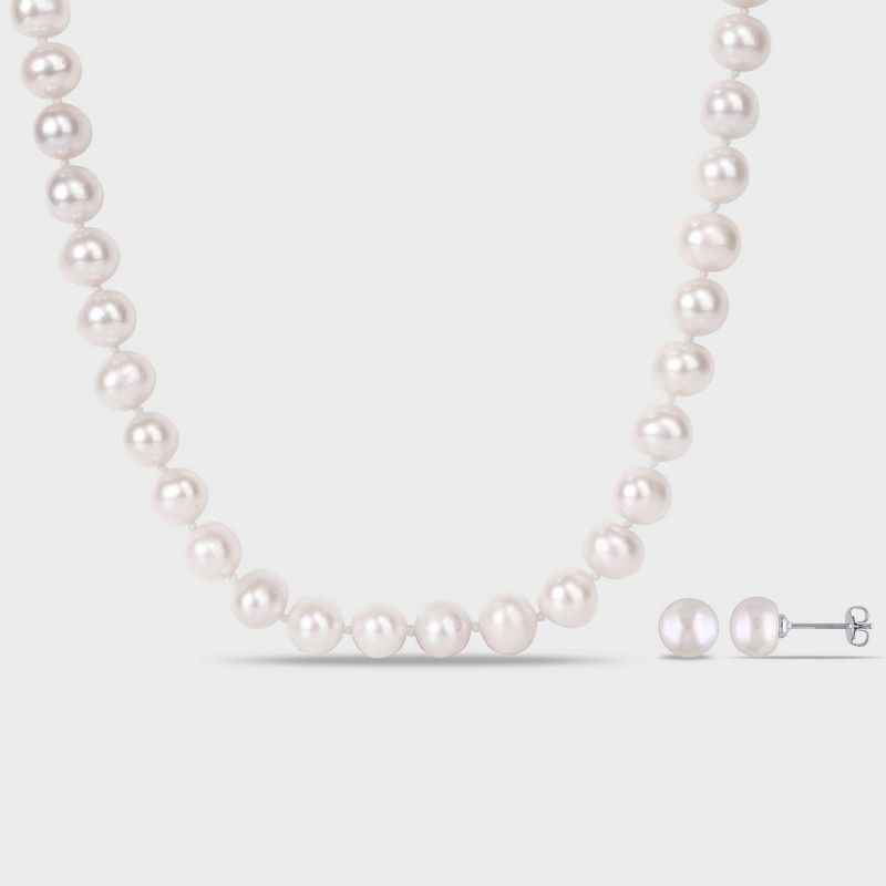 9-10mm Freshwater Cultured Pearl Necklace and 8-9mm Freshwater Cultured Pearl Earring Set, 2 of 6