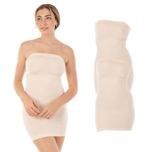 Body Beautiful Shapewear Smooth Strapless Full Body Slip Shaper Nylon Pink X Large/XX Large, 2-Pack - 1 of 4