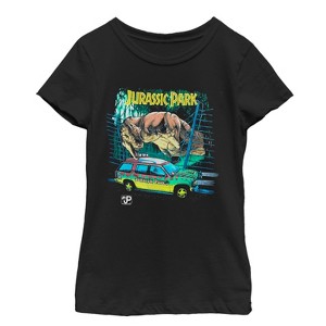 Girl's Jurassic Park Car Chase Scene T-Shirt - 1 of 3