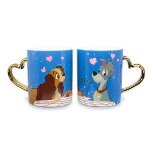 Silver Buffalo Disney Lady and the Tramp 14-Ounce Heart-Shaped Handle Ceramic Mugs | Set of 2 - 1 of 4