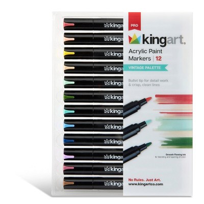 KINGART PRO Acrylic Paint Markers 12 Vintage Colors