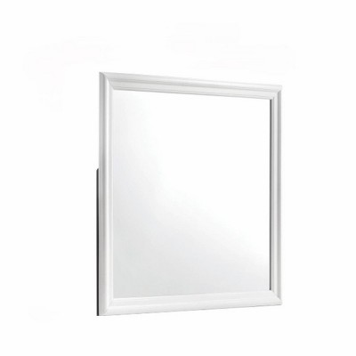 GlasFlength Decorative Wall Mirrors Wall Art Square Mirror Vanity Mirror Accent Mirror Metal Frame Mirror for Living Room, White, 38.19"*0.87"*38.19"