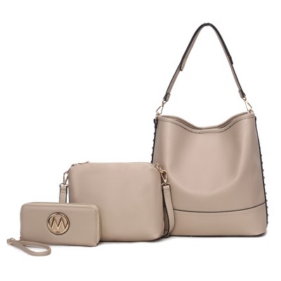 MKF Collection Wren Vegan Leather Women’s Hobo with Pouch and Wristlet Wallet by Mia K- 3 pieces