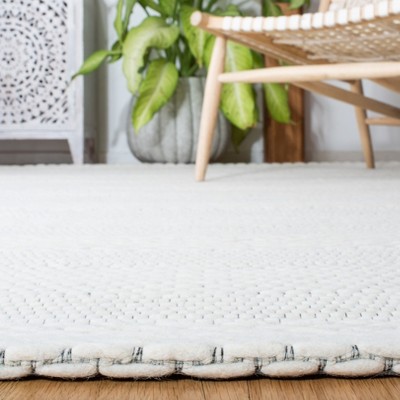 Ivory Beige Flat Woven Wool Rectangular Rug 8' x 10'