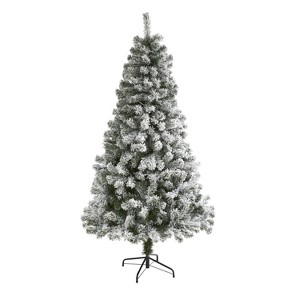 6ft. Flocked Fir Artificial Christmas Tree – Elegant Winter Wonderland Holiday X-Mas Display - 1 of 4