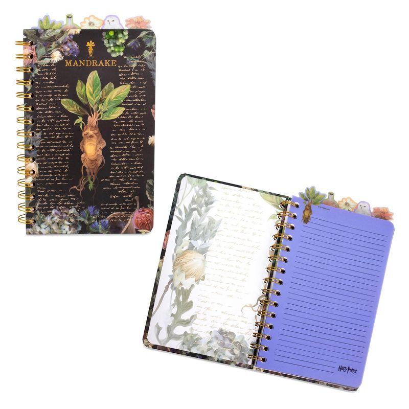 Silver Buffalo Harry Potter Mandrake Floral 5-Tab Spiral Notebook Journal, 1 of 8