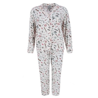 Mentally Exhausted Women's Make Up Print Pajama Set